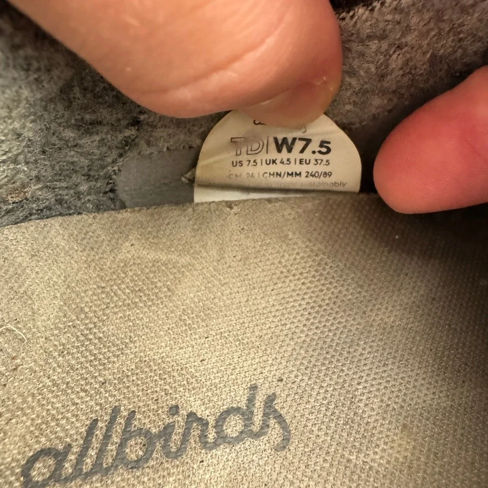Allbirds Tree Dashers Womens 7.5 Black Grey Knit Running Shoes Walking Sneakers